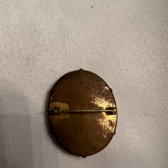 Vintage Cameo (miniature) Goldtone Hand Painted Pin.
Possibly Made In France? - Picture 2 of 2